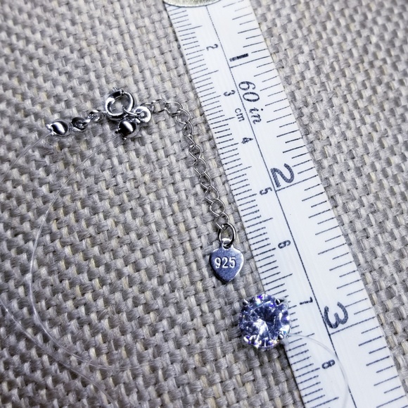 925 Sterling Silver CZ Invisible Pendant Necklace - Picture 2 of 6